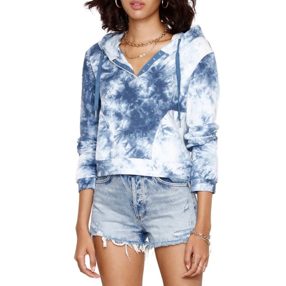Heartloom Katia Indigo Blue Tie Dye Cropped Hoodie S - Picture 1 of 12